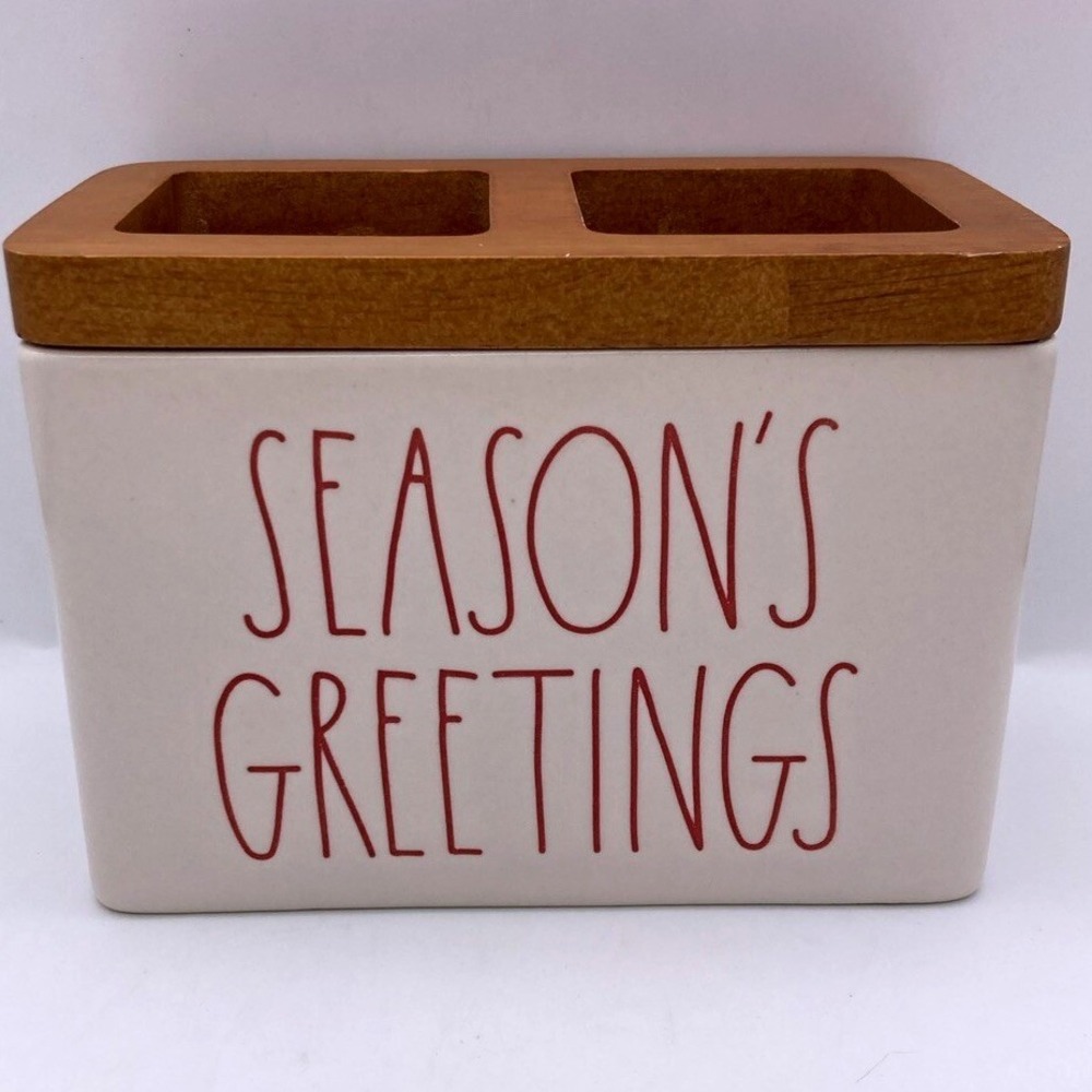 Rae Dunn Christmas SEASON'S GREETINGS Toothbrush/Utensil/Pencil/Pen Holder